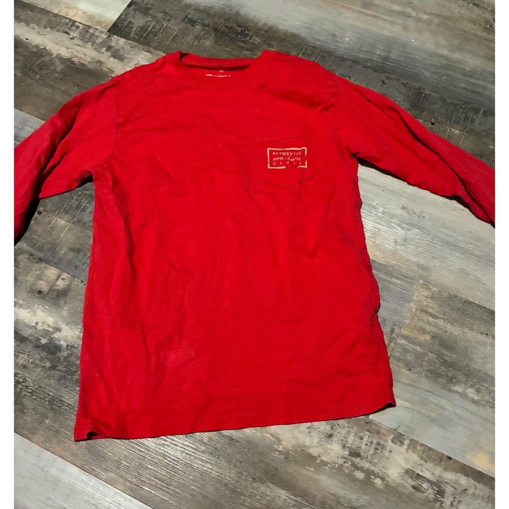 Southern Marsh Mens Red Long Sleeve Pocket T-Shirt Authentic Southern Class S